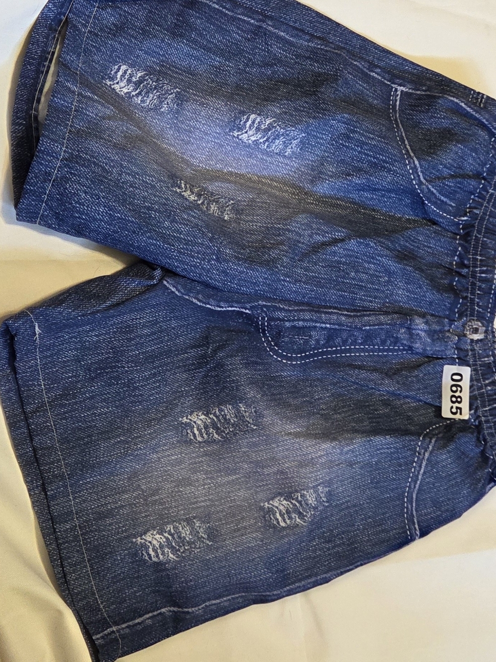 Kids Blue Denim-Style Elastic Waist Shorts.